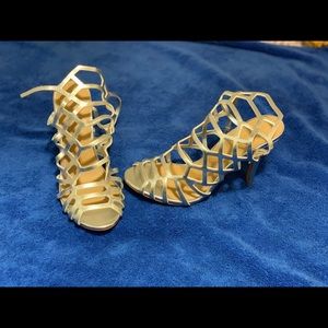 Silver Express Fishnet Heels